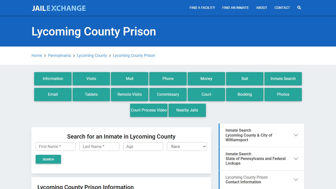 Lycoming County Prison Roster Lookup, PA, Inmate Search - Jail Exchange