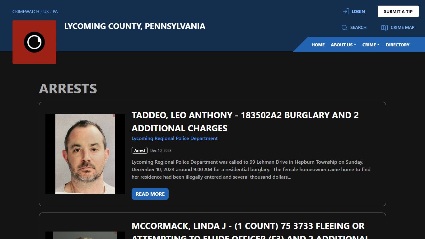 Arrests for Lycoming County, Pennsylvania | CRIMEWATCH