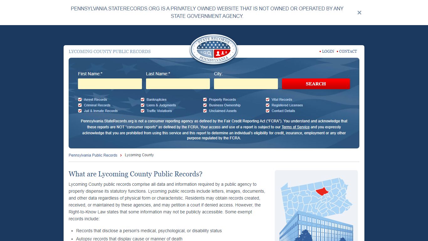 Lycoming County Arrest, Court, and Public Records | StateRecords.org